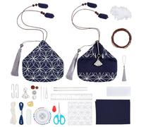 FREEBLOSS Sashiko Coin Purse DIY Kit with Instructions Sashiko Kit for Beginners Japanese Flower Embroidery Bag for Girls Mums Gift