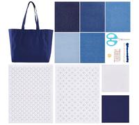 FREEBLOSS Sashiko Kit Sashiko Water-Soluble Template Repair Kit with Sashiko Embroidery Pattern Stabilizers with Sashiko Thimble, Sashiko Thread and Needles for Hand Quilting and Embroidery