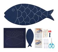 FREEBLOSS Sashiko Tea Mat Kit Fish Shaped Sewing Coaster Kit Sashiko Starter Kit with Instructions Sashiko Supplies Japanese Needlework Kit for Beginners Adults