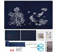 FREEBLOSS Sashiko Tea Mat Kit Large Sewing Coaster Kit Sashiko Starter Kit with Instructions Sashiko Supplies Lotus Pod Pattern Japanese Needlework Kit for Beginners Housewarming Gift