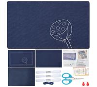 FREEBLOSS Sashiko Tea Mat Kit Lotus Pod Pattern Sewing Coaster Kit Sashiko Starter Kit with Instructions Sashiko Supplies Japanese Needlework Kit for Beginners Adults Housewarming Gift
