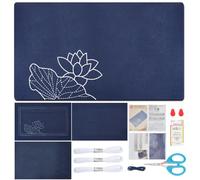 FREEBLOSS Sashiko Tea Mat Kit Lotus Sewing Coaster Kit Sashiko Starter Kit with Instructions Sashiko Supplies Japanese Needlework Kit for Beginners Adults Housewarming Gift