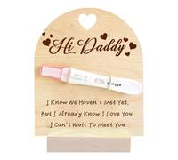 FREEBLOSS Surprise Pregnancy Announcement for Dad Baby Reveal Ideas for Husband, Hi Daddy Pregnancy Test Keepsake Wooden Sign for New Dad Surprise Gift