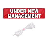FREEBLOSS Under New Management Banner with Metal Grommets Large Size Hanging Polyester Roll Up Banner for Business Store Enterprise Restructuring Innovation(2 * 10 Ft Banner/16.4 Ft Strap)