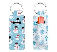 FREEBLOSS Wallets Lip Balm Holder Snowman Keychain Lip Gloss Holder Keychain Chapstick Holder Snowflake Pattern Never Lose Your Lip Balm Chapstick Sleeves for Women Friends Gift 3.8x9.6cm