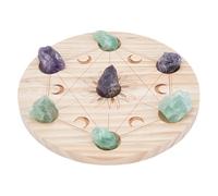 FREEBLOSS Wooden Crystal Grid Board for Stones- 7.5" Metatron's Cube Grid Plate Geometry Board for Crystal Gemstone Display Witchcraft Ritual and Sacred Space Table Altar Decor