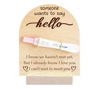 FREEBLOSS Wooden Pregnancy Announcement for Dad Say Hello to Baby Pregnancy Test Keepsake Wooden Sign Baby Surprise Pregnancy Announcement Sign Fun Ways to Announce Pregnancy to Be Gifts