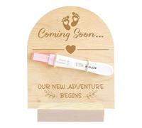 FREEBLOSS Wooden Pregnancy Announcement Sign Pregnancy Announcement for Dad Baby Reveal Ideas for Husband Hi Daddy Pregnancy Test Keepsake Wooden Sign Our New Adventure