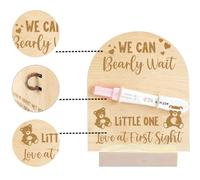 FREEBLOSS Wooden Pregnancy Announcement Sign Pregnancy Announcement for Dad Baby Reveal Ideas for Husband Hi Daddy Baby Keepsake Wooden Sign for New Dad, Bear
