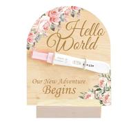 FREEBLOSS Wooden Pregnancy Announcement Sign Pregnancy Announcement for Dad Baby Reveal Ideas for Husband Hi Daddy Pregnancy Test Keepsake Wooden Sign Pink Roses