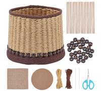FREEBLOSS Woven Basket Kit Round Cardboard Woven Basket Kit DIY Macrame Cord Woven Baskets Kits for Beginners Macrame Weaving Supplies Creative Hand Knitting Art (Yellow&Brown)