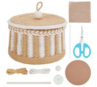 FREEBLOSS Woven Basket Kit Round Cardboard Woven Basket Kit DIY Woven Basket Set Macrame Cord Woven Basket Kit for Beginners Basket Weaving Supplies Multifunctional Hand-Woven Storage Basket