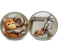 FREECOZYER Emotional Support Coin, Punch Monkey Challenge Pocket Coin, Double-Sided Collectible Token, Inspirational Mental Health Motivational Encouragement Anxiety Depression Recovery Gift (A 5PCS)