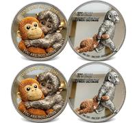 FREECOZYER Emotional Support Coin, Punch Monkey Challenge Pocket Coin, Double-Sided Collectible Token, Inspirational Mental Health Motivational Encouragement Anxiety Depression Recovery Gift (A 2PCS)