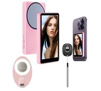FREECOZYER Magnetic Selfie Monitor Screen, Bluetooth Remote Back Camera Monitor, Selfie Light, Clip on Light for Phone, Silicone Rope, Phone Accessories for Tik Tok and Facebook Content Creator (Pink)