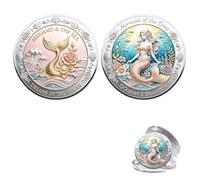 FREECOZYER Mermaid Challenge Coin, Ocean Mermaid Commemorative Coin with Double-Sided Artwork, The Sea Keepsake Coin, Ocean Lover Gift for Women, Girls, Collectors and Fantasy Fans，B 5PCS