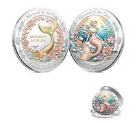 FREECOZYER Mermaid Challenge Coin, Ocean Mermaid Commemorative Coin with Double-Sided Artwork, The Sea Keepsake Coin, Ocean Lover Gift for Women, Girls, Collectors and Fantasy Fans，A 2PCS