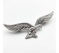 FREECROWS Historical Aviation-Style Winged Artifact - Silver Pilot Achievement Sculpture - Museum-Grade Flight Heritage Insignia - Polished Chrome-Toned Collective Piece