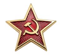 FREECROWS Historical Eastern Bloc Artifact - Commemorative Red Star Attachment - Museum-Grade Mid-Century Merit Insignia - Radiant Crimson & Gold-Toned Collective Piece