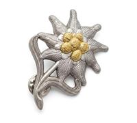 FREECROWS Historical Edelweiss Flower Insignia - Silver Finish Alpine Mountain Military Reproduction - Metal Emblem for Collectors and Reenactors
