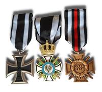 FREECROWS Imperial German WWI Medal Set - Iron Cross 1914, Hohenzollern Cross, & Honor replica