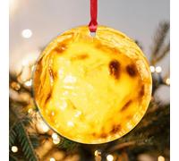 Freecustom Christmas Acrylic Ornament Egg Tart Round Christmas Ornament Food Love Food Kitchen Kitchen Rules Winter Holiday Ornament for Decorating Christmas Home 3 Inch With Hole