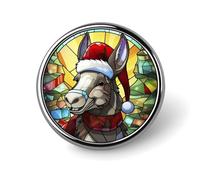 Freecustom Enamel Pins Bulk Set Pins Donkey Stained Glass Pins For Backpacks Christmas Joy Winter Christmas Brooch Pins Holiday Xmas Unique Winter Holiday Lapel Pins Accessory For Backpacks Badges