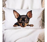 Freecustom Miniature Pinscher Dog Peeking Throw Pillow Case Dog Animal Lumbar Pillow Cover Animal Puppy 20x30in Decorative Pillow Home Cotton Linen Modern Throw Pillowcase For Sofa Bedroom Car