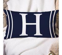 Freecustom Monogram Initial H Pillow Cover Alphabet Lumbar Pillow Cover Monogram 16x24in Decorative Pillow Home Cotton Linen Abstract Cushion Cover For Sofa Couch Bed Indoor Decor Housewarming Gift