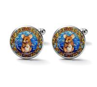 Freecustom Mouse Stained Glass Christmas Cufflinks Christmas Joy Christmas Themed Cuff Links Mens Winter Christmas Cufflinks For Men Artistic Shirt Cufflinks Anniversary Present Marriage Ceremony