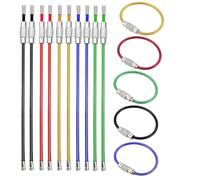 Freedale Keychain, 10 Pack of 5.9 Inches Stainless Steel Wire Ring 2mm Cable Loop Rings for Hanging Luggage Tag, Keyrings and ID Tag Keepers (5-Colour, 5.9''-10 Pack)