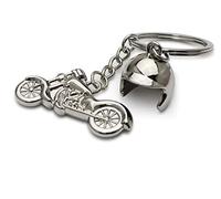 Freedale® Silver Motorbike with helmet Keyring Motorcycle Key Chain - Biker Gifts Novelty Chrome Metal Keychain - Key Ring Accessory for House or Bike Keys