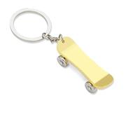 Freedale Skateboard Silver Metal Key Chain Skater Deck Key Ring Extreme Sports Keychain Keyring (Gold)