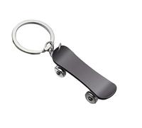 Freedale Skateboard Silver Metal Key Chain Skater Deck Key Ring Extreme Sports Keychain Keyring (Gunmetal black)