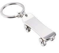 Freedale Skateboard Silver Metal Key Chain Skater Deck Key Ring Extreme Sports Keychain Keyring (Silver)