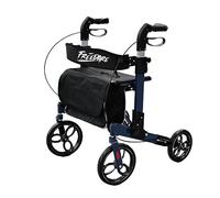 FREEDARE Foldable Rollator Walker with Seat for Seniors and Disabled, Lightweight Rolling Walker with Carry Bag, Adjustable Height, Dual Brakes, 350 lbs, 4 Big Wheel for All Terrain, Blue