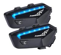 FreedConn FX Helmet Bluetooth Headset, Motorcycle Intercom 2-10 Riders Universal, Ultra-Thin Group Motorbike Communication System Wireless with Music Share, Noise Cancellation, Waterproof (2Pack)