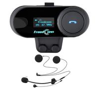 FreedConn Motorcycle Helmet Bluetooth Intercom Kit, TCOM-SC Motorbike Helmet Intercom Interphone Headset, for 2 or 3 Riders, LCD Screen/FM Radio/Mobile Phone/MP3/GPS Connective/Range 800m (1 Pack)
