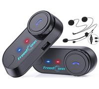 FreedConn Motorcycle Helmet headset TCOMVB 2-Way 800M Motorbike Communication Systems 2 Pcs Helmet Intercom Headsets,2 in 1 Mic for Full Face and Flip-up Helmet (FM Radio/Waterproof ip65/Siri)