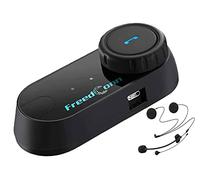 FreedConn Tcom VB Motorcycle Helmet Bluetooth 5.0 Headset Intercom, 2 Way Rider 800M Universal Motorbike Communication System with Music Share, IP65 Waterproof (with Soft + Hard Mic) for All Helmets