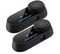 FreedConn TCOM-VB Motorcycle Helmet Bluetooth Intercom Headset Communication Systems Kit, for 2 or 3 Riders, FM Radio/Mobile phone/MP3/GPS Connective/Range 800m / Handsfree (2 Pack)