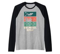 Freediving Coral Reef Steward Ocean Conservation Eco Dive Raglan Baseball Tee
