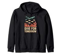 Freediving Coral Reef Steward Ocean Conservation Eco Dive Zip Hoodie