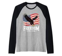 Freedom 1776 2026 Bald Eagle Flag USA Raglan Baseball Tee