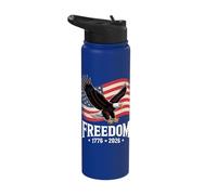 Freedom 1776 2026 Bald Eagle Flag USA Stainless Steel Insulated Water Bottle