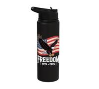 Freedom 1776 2026 Bald Eagle Flag USA Stainless Steel Insulated Water Bottle