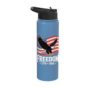 Freedom 1776 2026 Bald Eagle Flag USA Stainless Steel Insulated Water Bottle