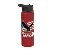 Freedom 1776 2026 Bald Eagle Flag USA Stainless Steel Insulated Water Bottle