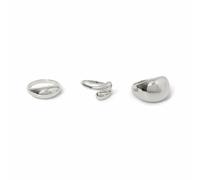 Freedom 3pk Silver-tone Smooth Ring Pack Large