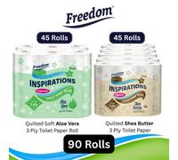 Freedom Aloe Vera 3-Ply Toilet Paper 45 Rolls + Shea Butter 45 Rolls